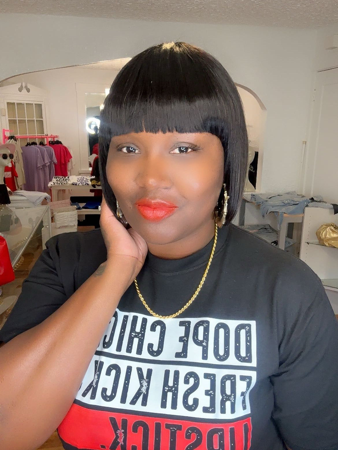 Dope Chick. Fresh Kicks. Red Lipstick 💄 Shirt