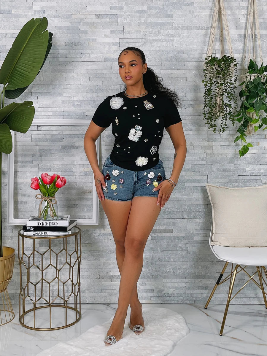 Patch Work & Rhinestone Shorts