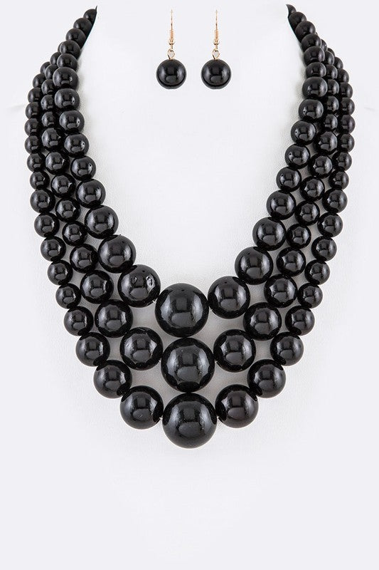 Mix Pearl Layer Statement Necklace Set