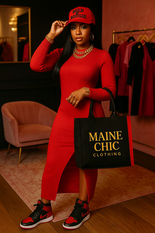 Chic After Dark” Ribbed Slit Dress