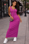 Long Fitted Rippled Cargo Pocket Dress