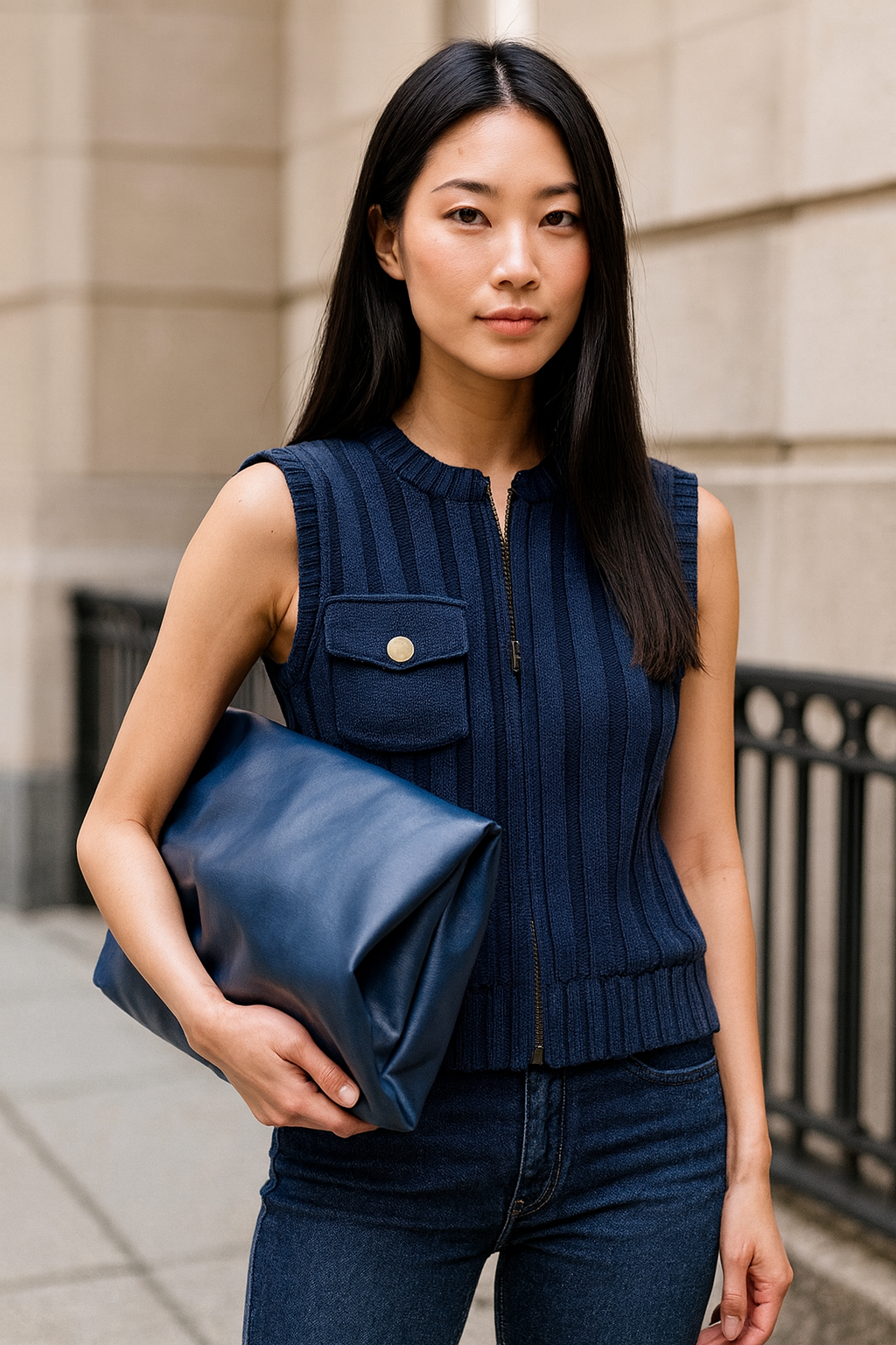 Denim Blue Knitted vest