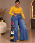 Patch Baggy Jeans (Plus Size)