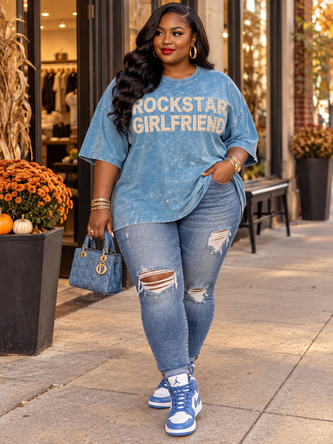 Rockstar rhinestone oversize shirt