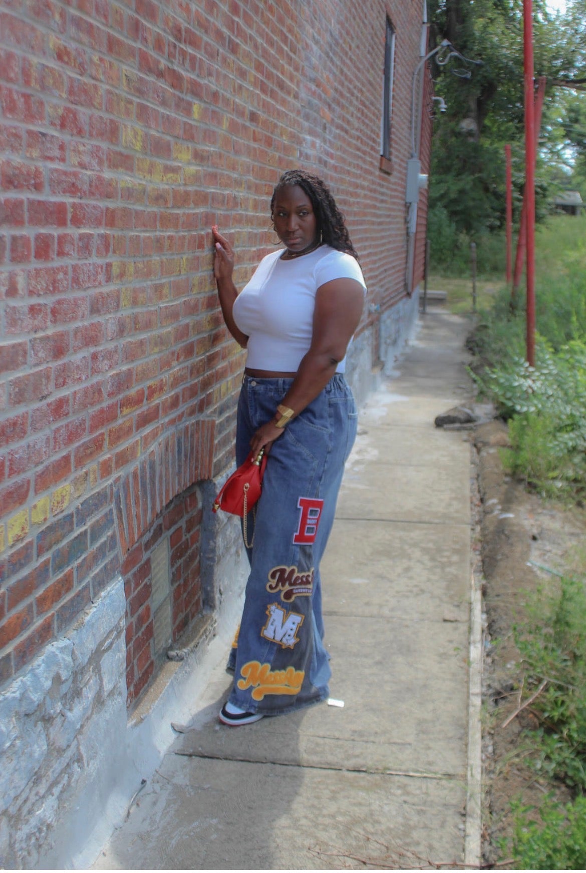 Patch Baggy Jeans (Plus Size)