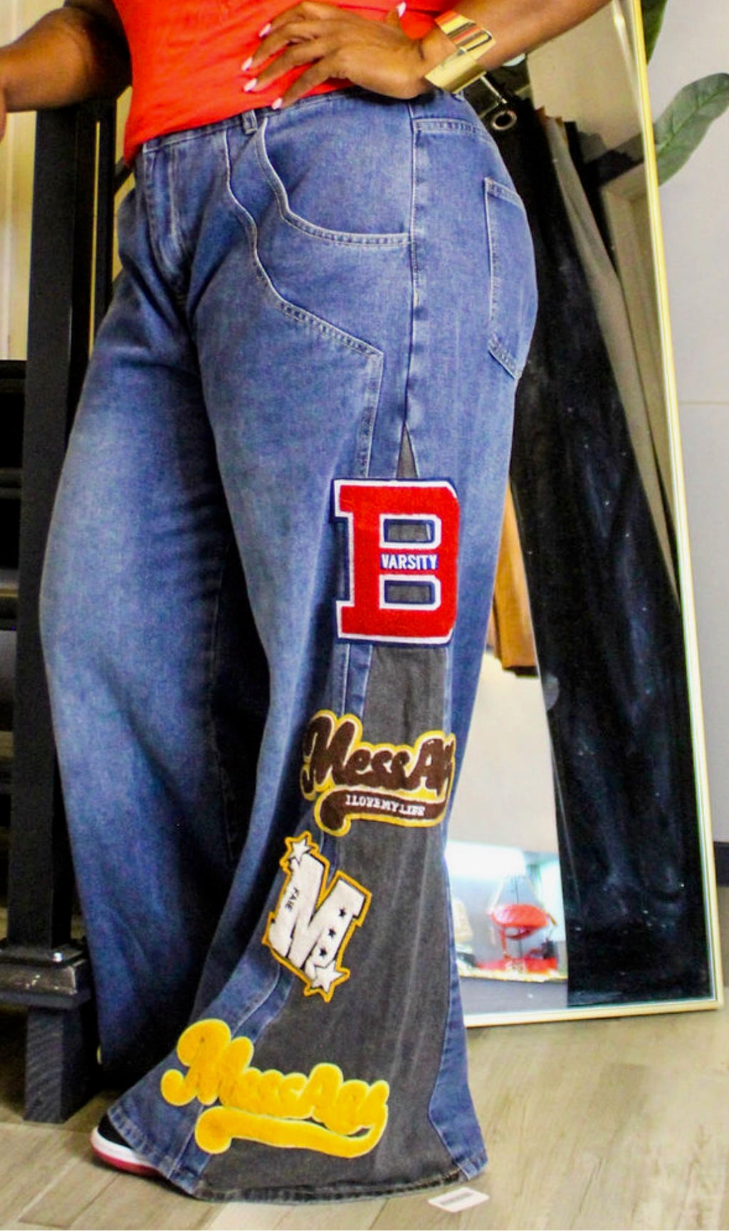 Patch Baggy Jeans (Plus Size)